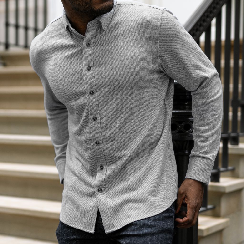 GORAYA CLOTHING ARTICLE #4222 Men's Everyday Button-Down Shirt in Light Grey