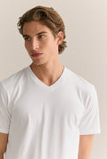 GORAYA CLOTHING ARTICLE #4231 White Organically Grown Cotton V Neck T-Shirt - MEN Cotton