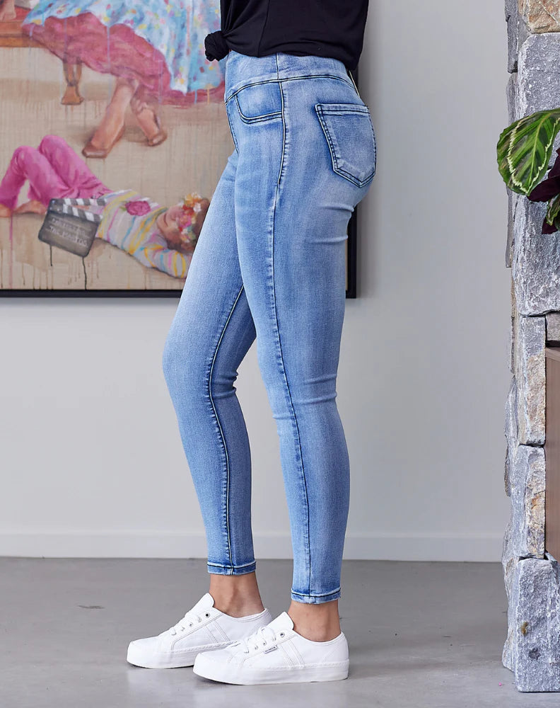 GORAYA CLOTHING ARTICLE #4239 Pull On Jeans -Distressed