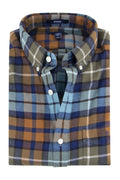 GORAYA CLOTHING ARTICLE #4208 Gant Regular Fit Flannel Check Shirt Adriatic BluE